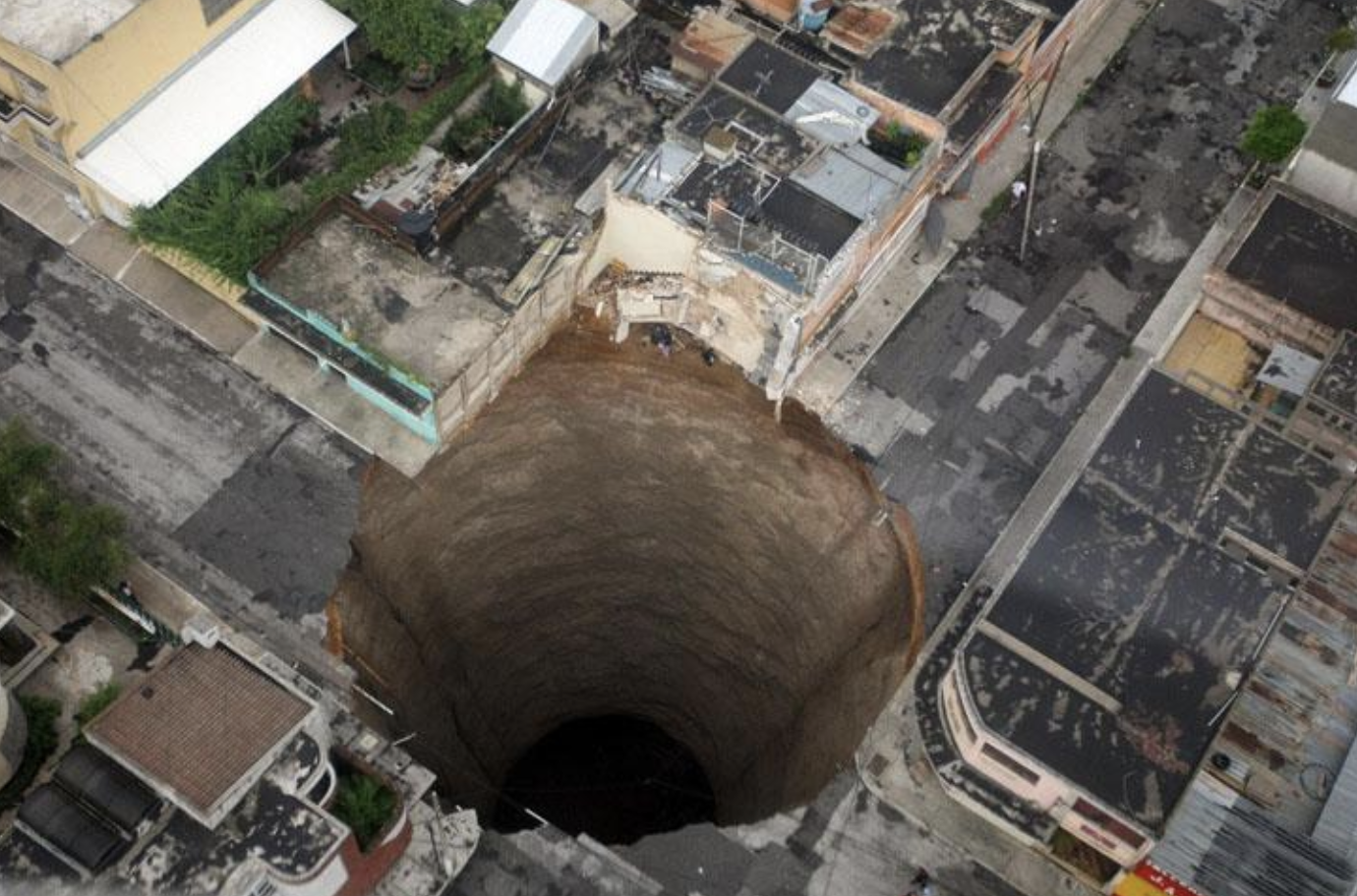 building in sinkhole