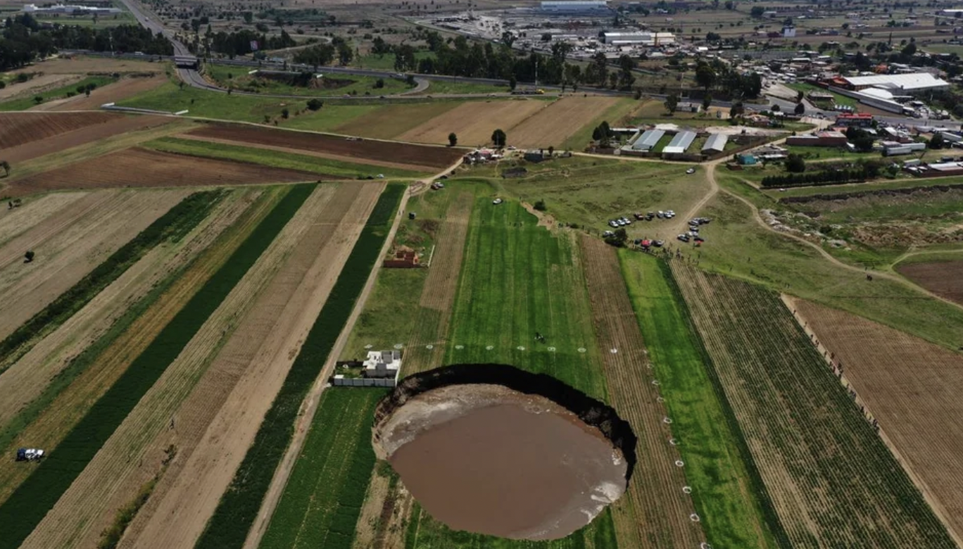 Massive sinkhole opened up next to home in Santa María Zacatepec, Mexico.