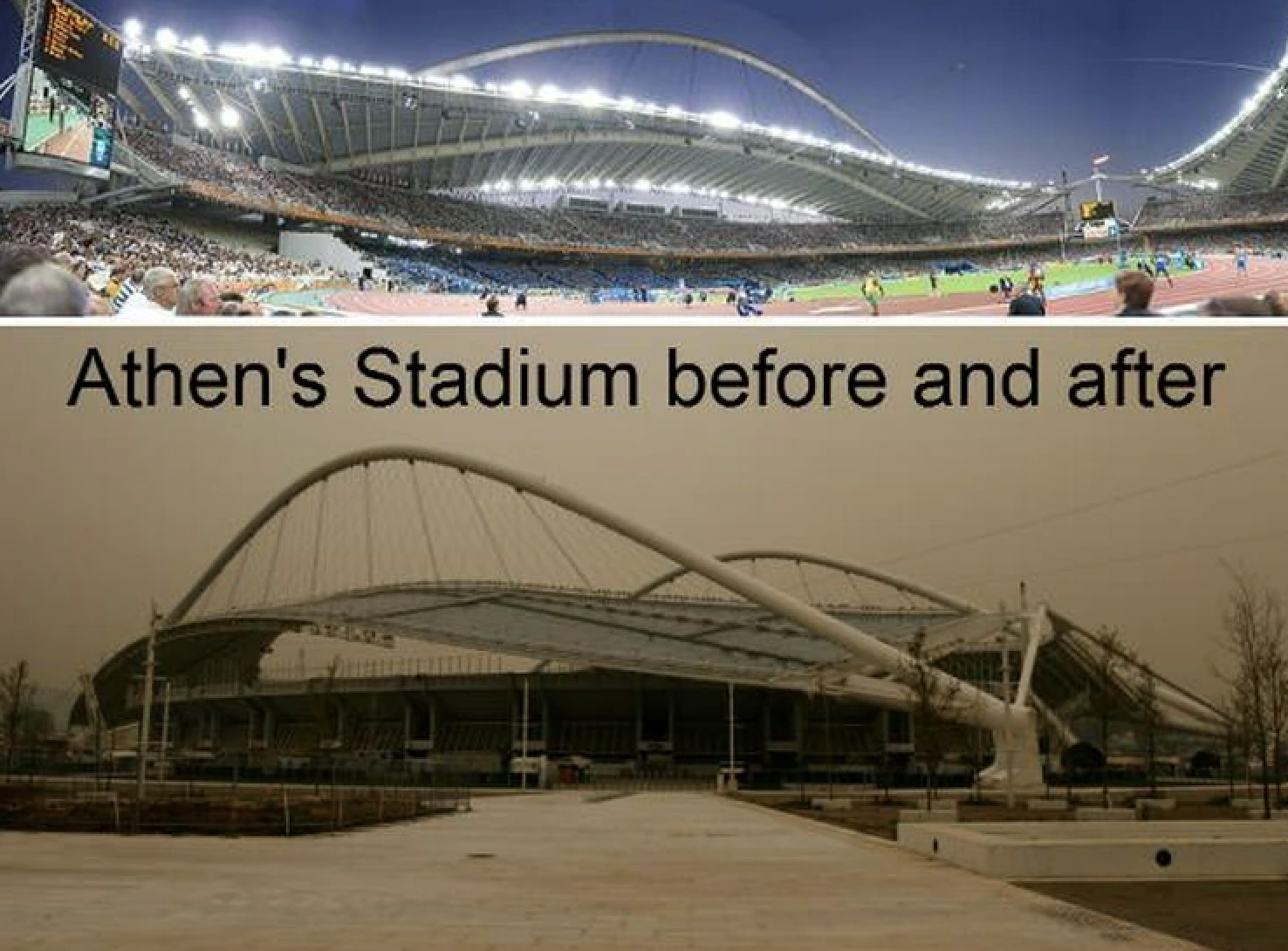 soccer-specific stadium - Athen's Stadium before and after