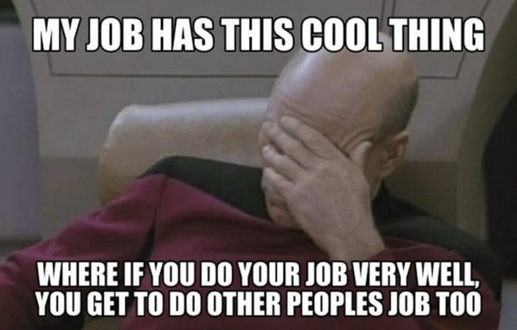 more work memes - My Job Has This Cool Thing Where If You Do Your Job Very Well, You Get To Do Other Peoples Job Too