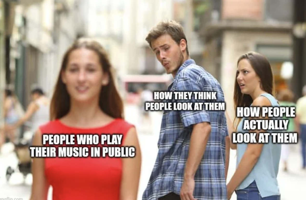 angel investor meme - People Who Play Their Music In Public How They Think People Look At Them How People Actually Look At Them