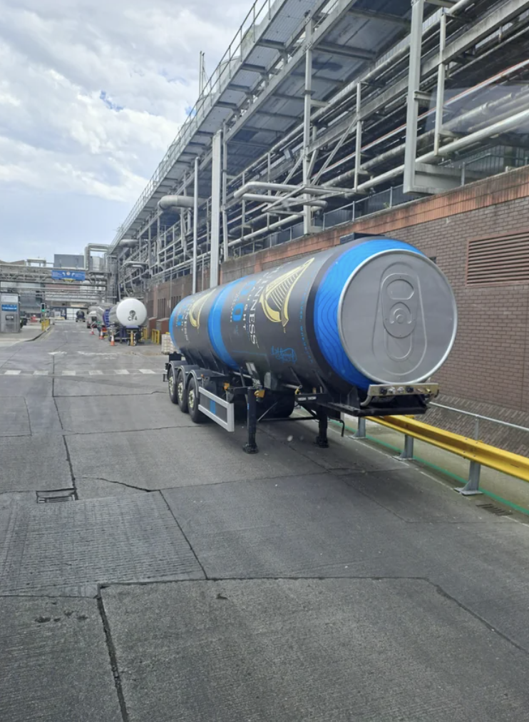 The tankers in the Guinness factory in Dublin, look like giant cans of Guinness.