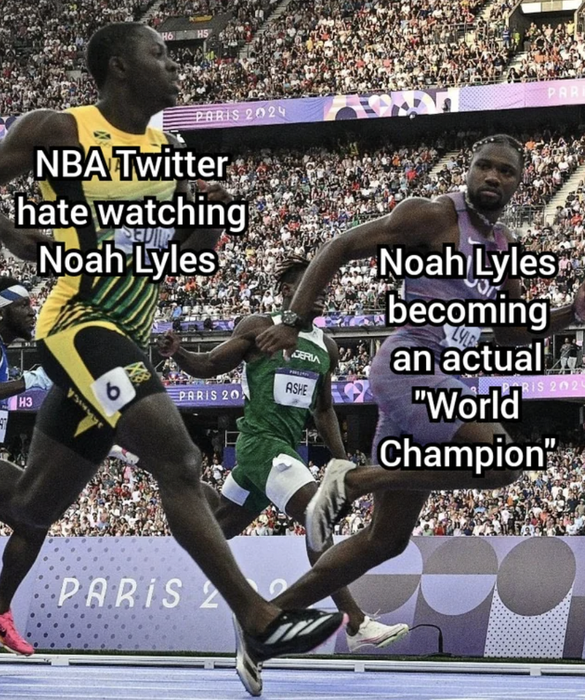 Athletics - Paris 2024 Nba Twitter hate watching Noah Lyles b Ashe Paris 20 Noah Lyles becoming an actual "World Champion" Paris