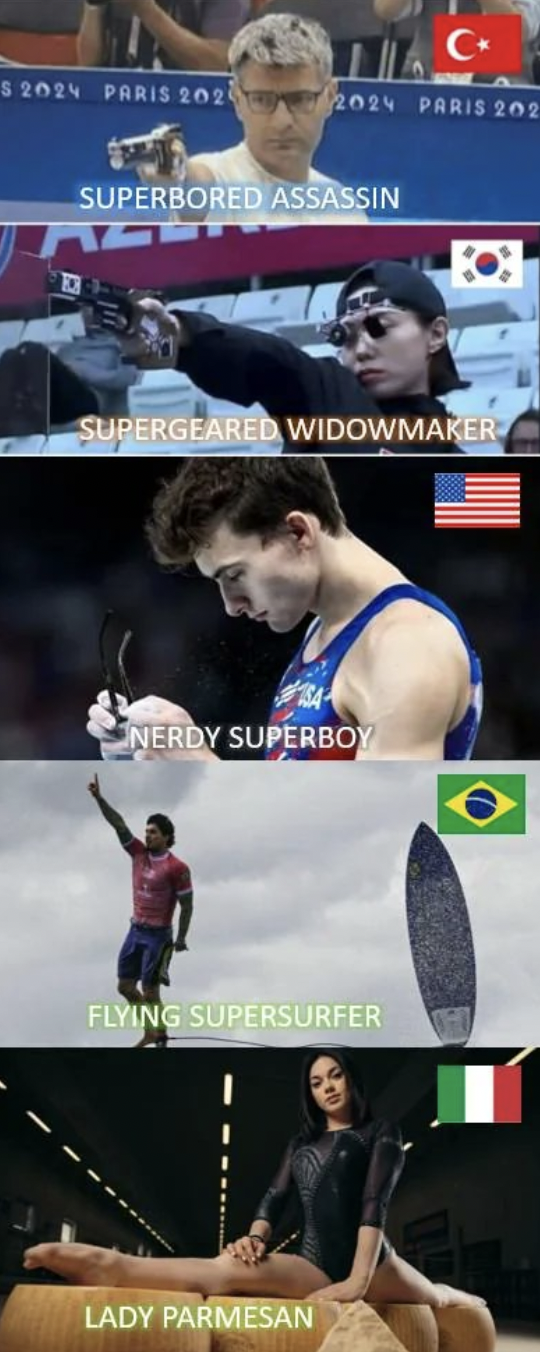 Stephen Nedoroscik - C $2024 Paris 201 2024 Paris 202 Superbored Assassin Supergeared Widowmaker Nerdy Superboy Flying Supersurfer Lady Parmesan