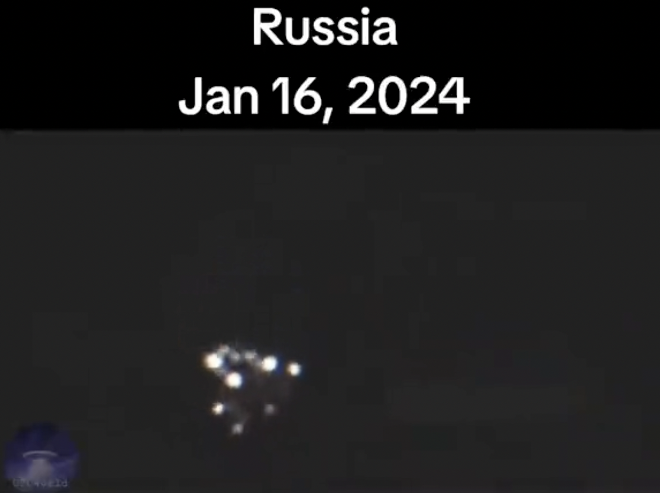 This 'Ezekiel Wheel' UFO spotted over Russia showed an odd light formation with possible biblical implications. No photos showed anything of higher resolution than this. 