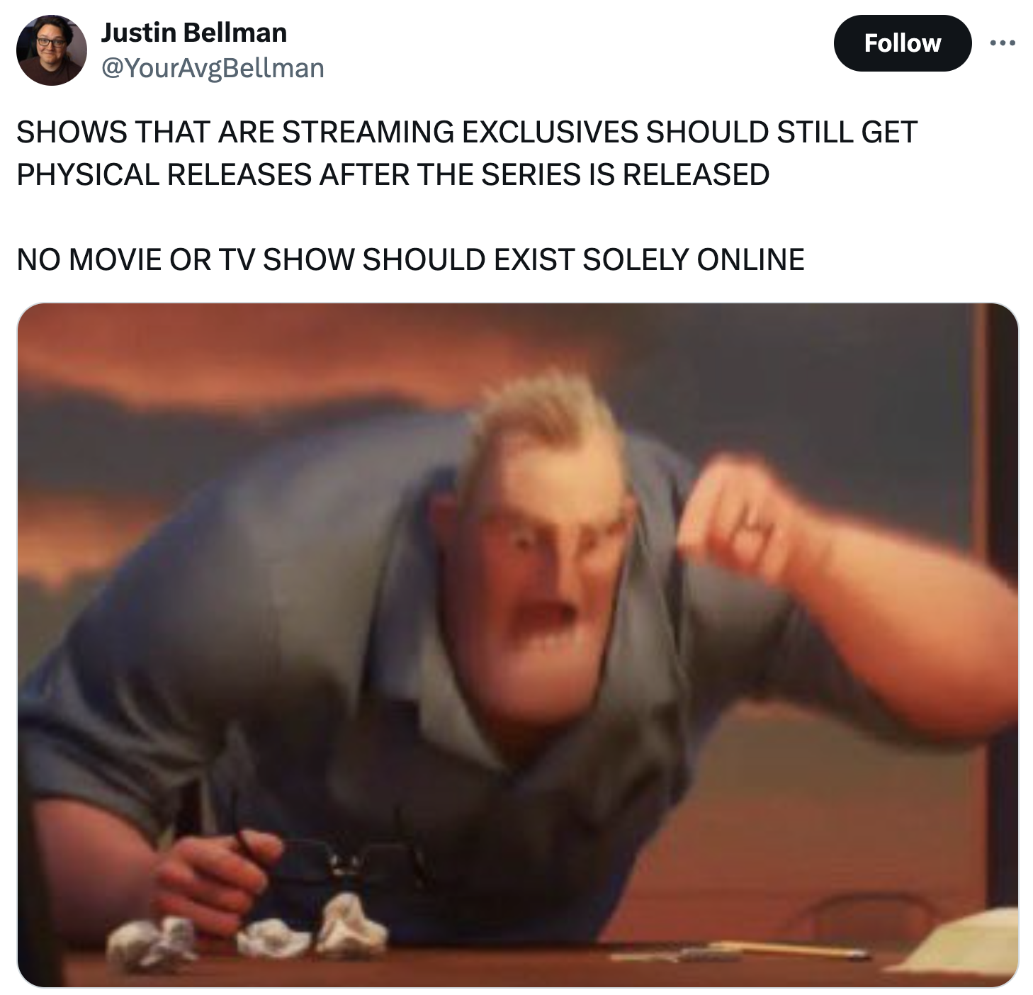 facebook memes clean - Justin Bellman Shows That Are Streaming Exclusives Should Still Get Physical Releases After The Series Is Released No Movie Or Tv Show Should Exist Solely Online