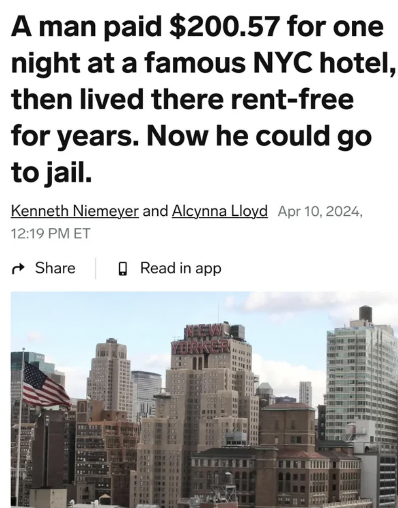 new yorker hotel new york - A man paid $200.57 for one night at a famous Nyc hotel, then lived there rentfree for years. Now he could go to jail. Kenneth Niemeyer and Alcynna Lloyd , Et Read in app