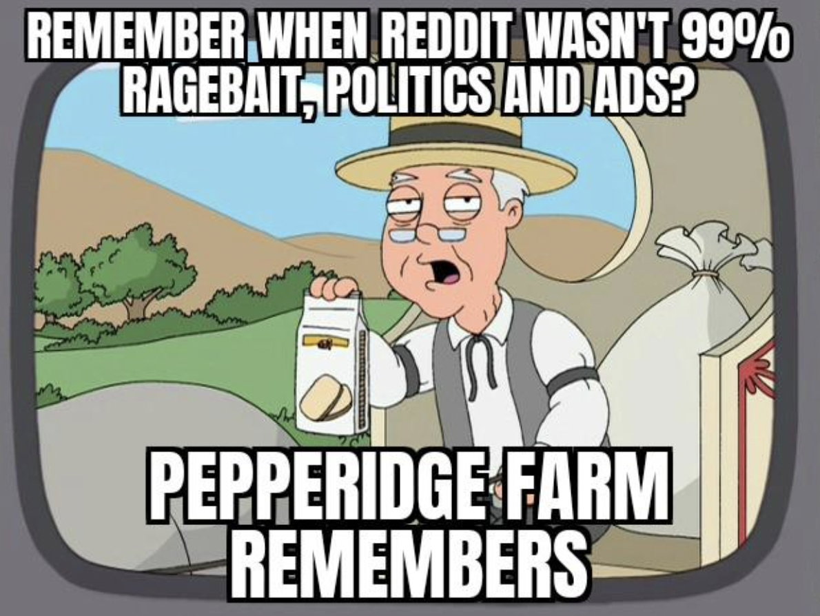 wish we could turn back time - Remember When Reddit Wasn'T 99% Ragebait, Politics And Ads? Pepperidge Farm Remembers