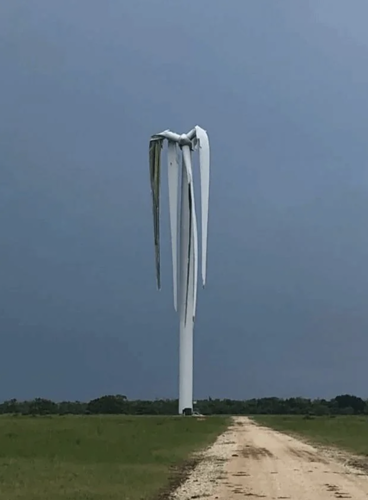 wind turbine after tornado