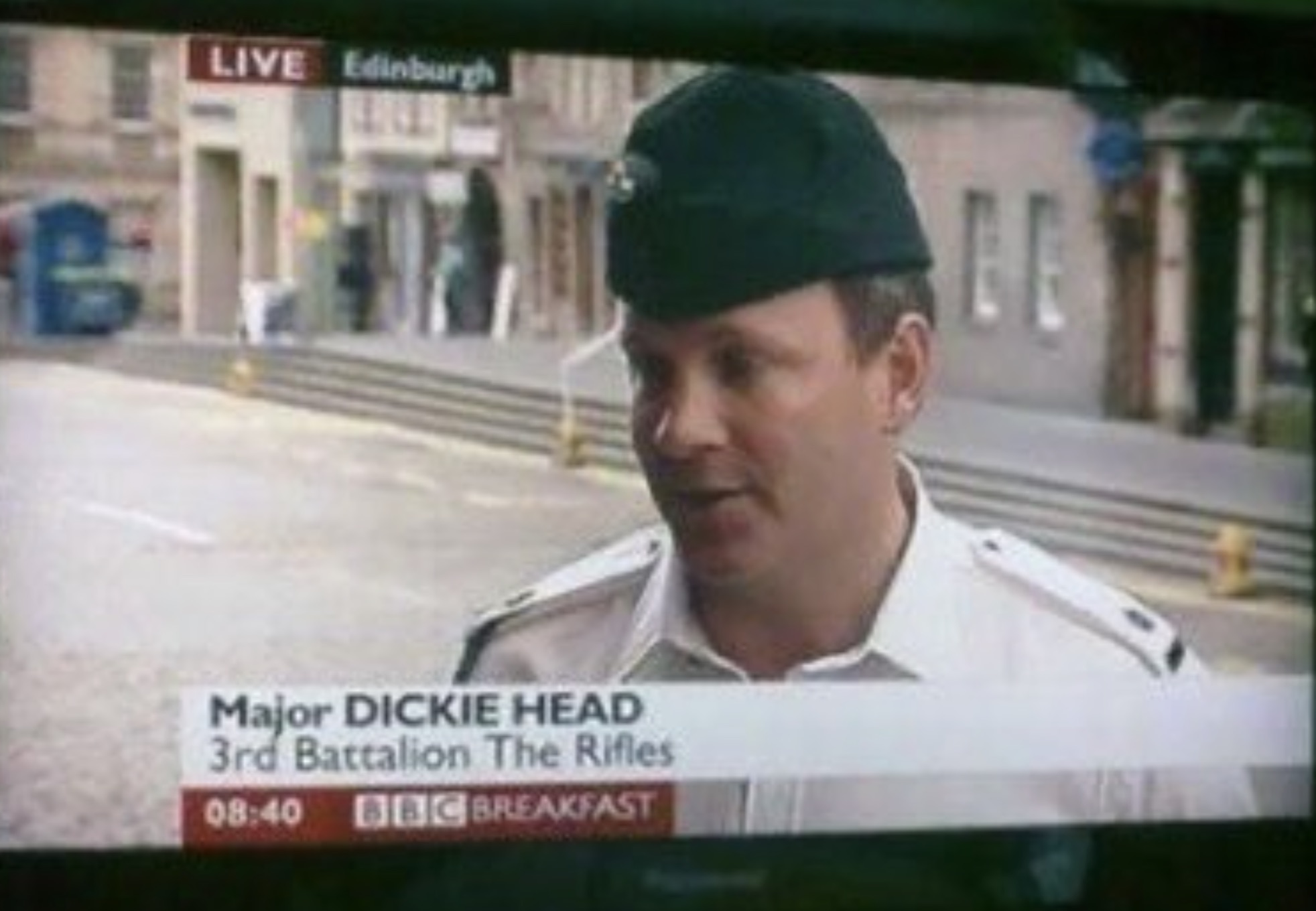 funniest people names - Live Edinburgh Major Dickie Head 3rd Battalion The Rifles Bbc Breakfast B.E