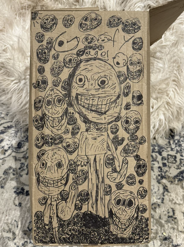 “I took my daughter's screens away for a week and she ended up drawing this. She insisted I post it for the world to see. She calls it 'Goofy Face.'"