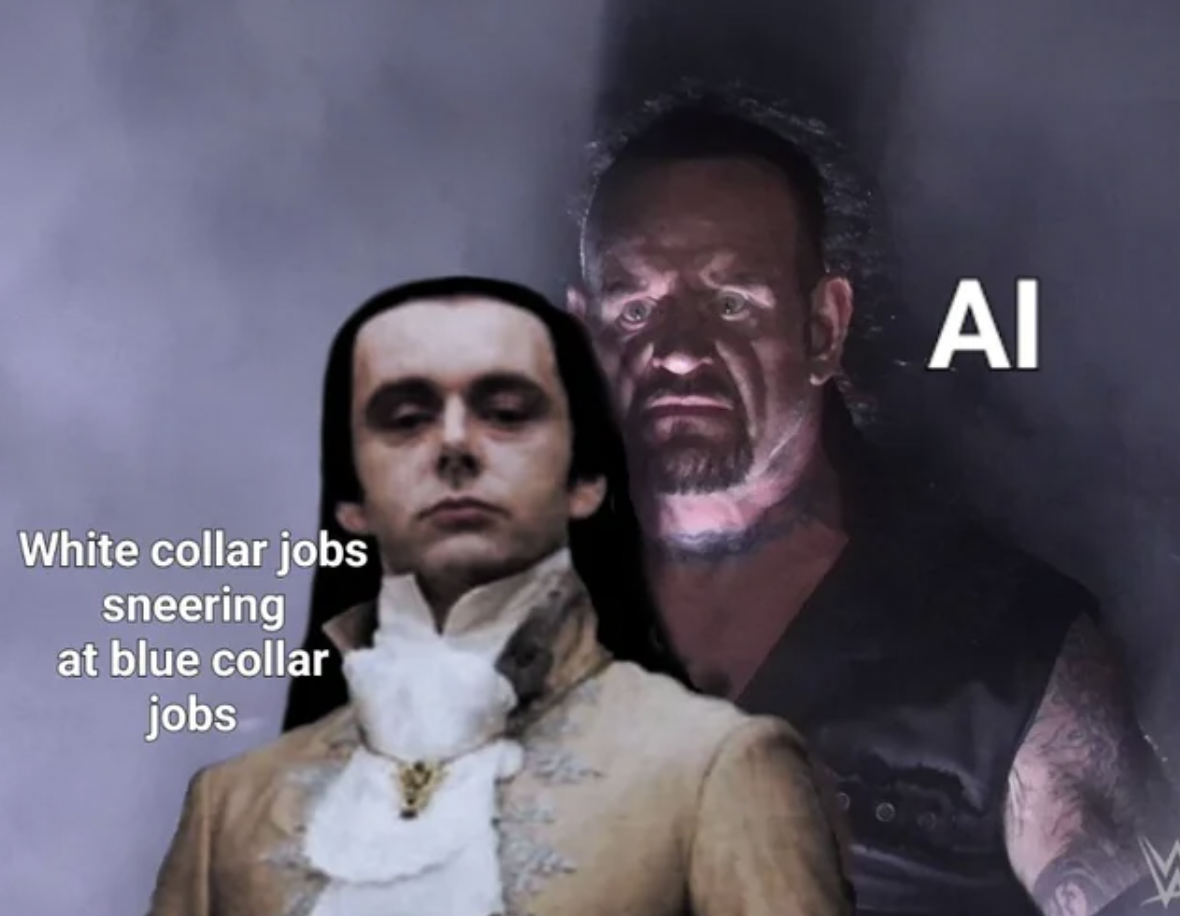 scary mom meme - White collar jobs sneering at blue collar jobs