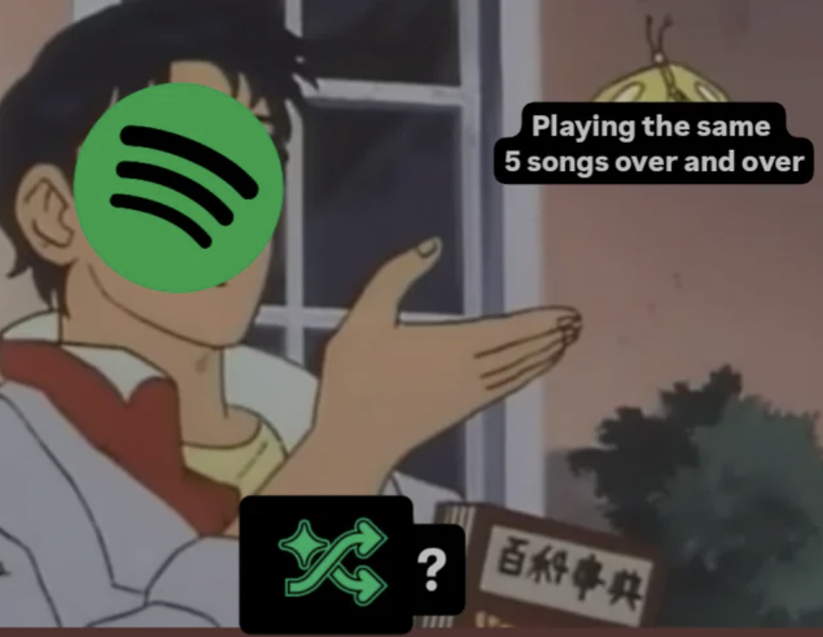 butterfly meme - Playing the same 5 songs over and over ?