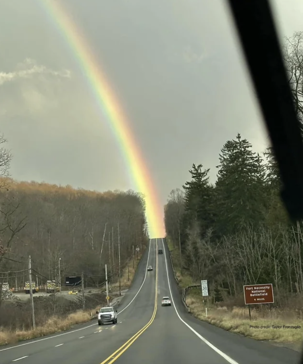 rainbow in road in pennsylvania