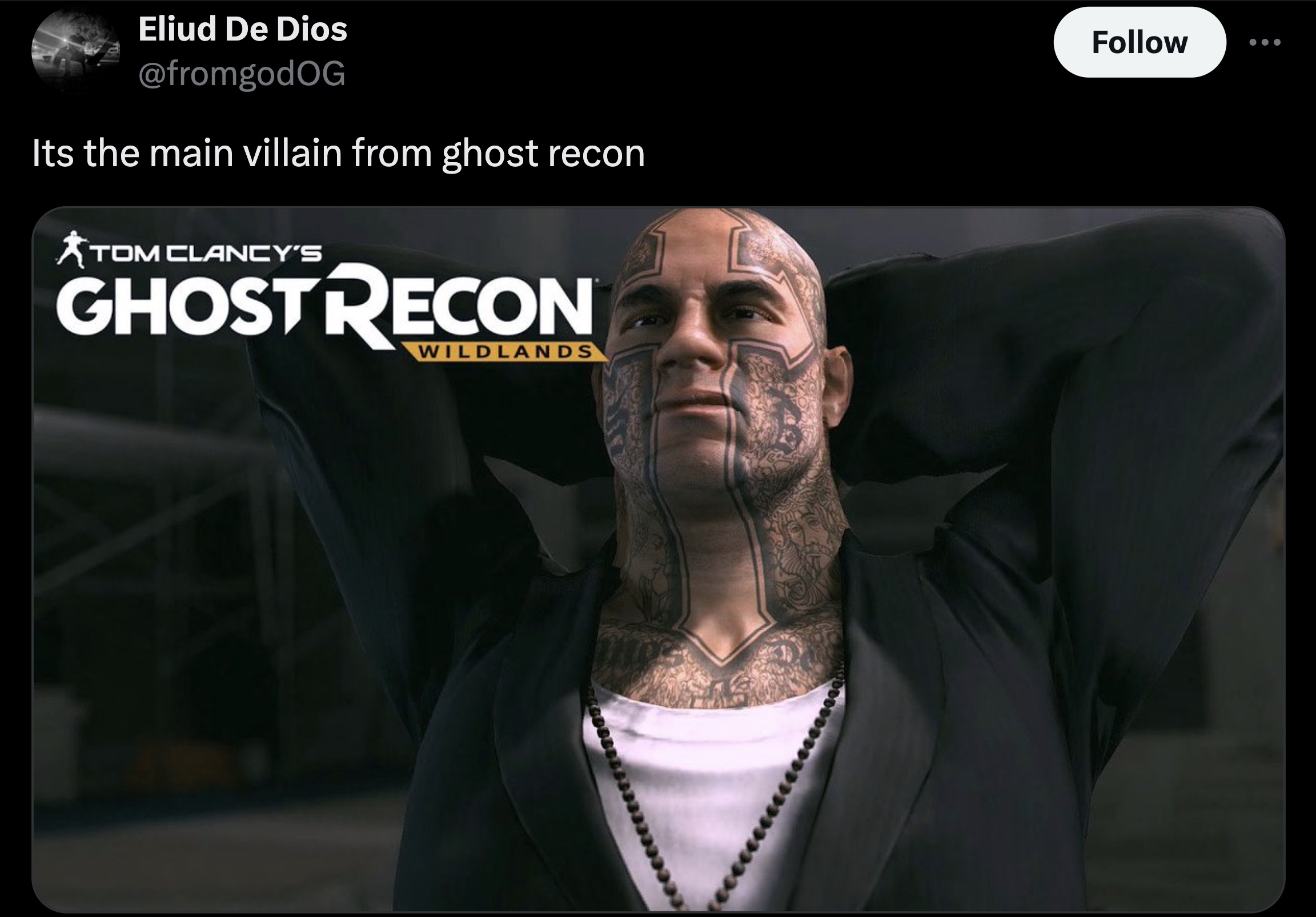 screenshot - Eliud De Dios Its the main villain from ghost recon Tom Clancy'S Ghost Recon Wildlands