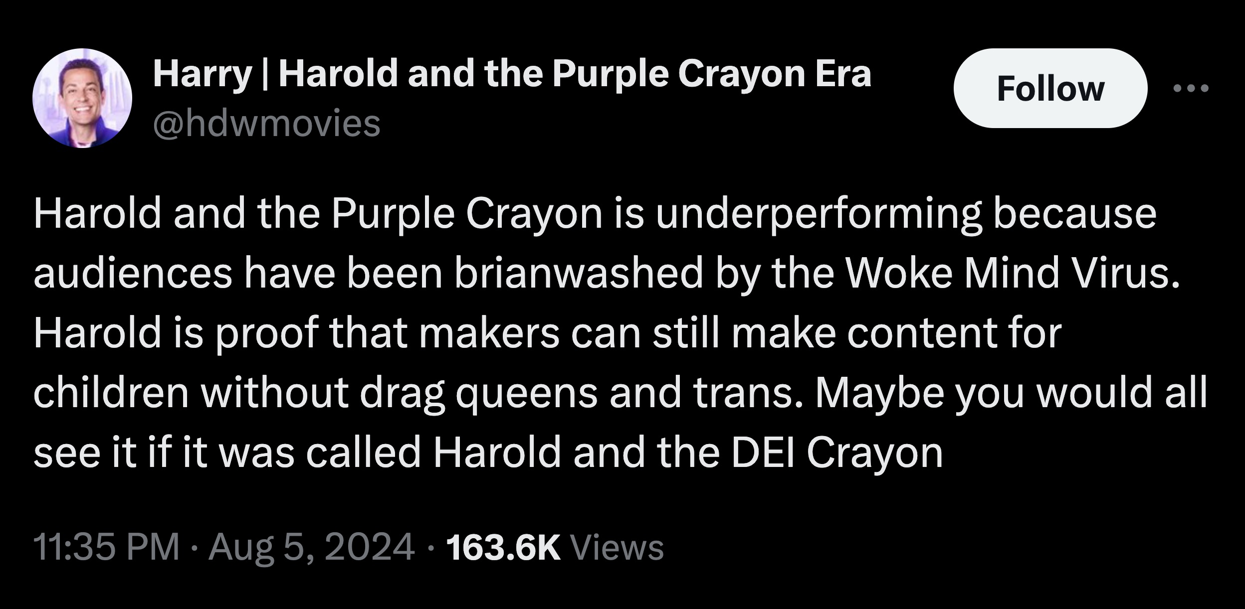 colorfulness - Harry | Harold and the Purple Crayon Era Harold and the Purple Crayon is underperforming because audiences have been brianwashed by the Woke Mind Virus. Harold is proof that makers can still make content for children without drag queens and