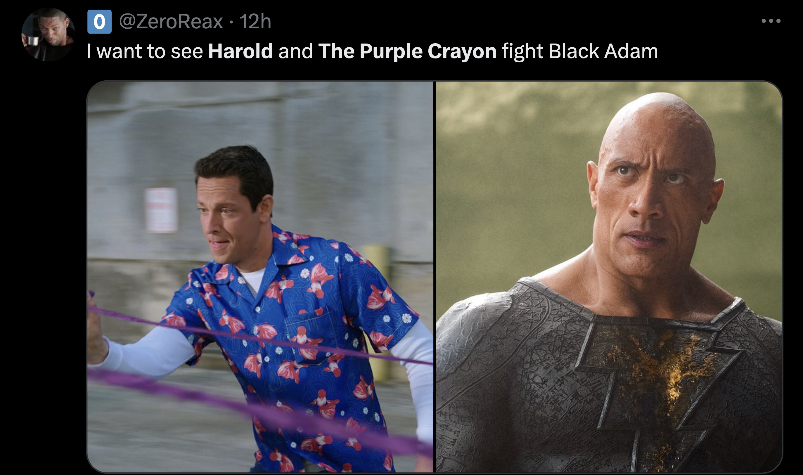 O 12h I want to see Harold and The Purple Crayon fight Black Adam