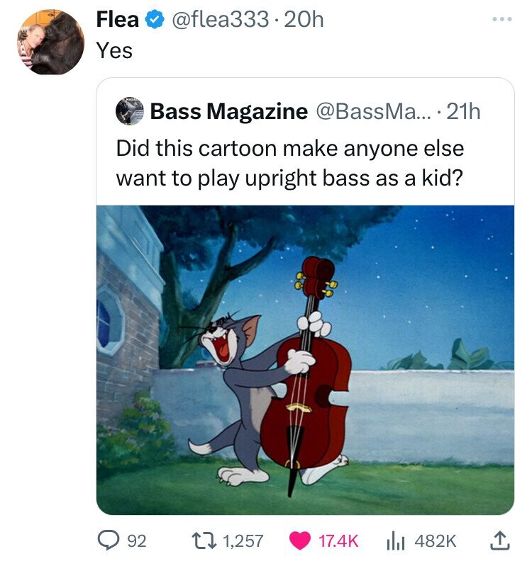 solid serenade tom and jerry - Flea .20h Yes Bass Magazine .... 21h Did this cartoon make anyone else want to play upright bass as a kid? 92 1,257 Ill