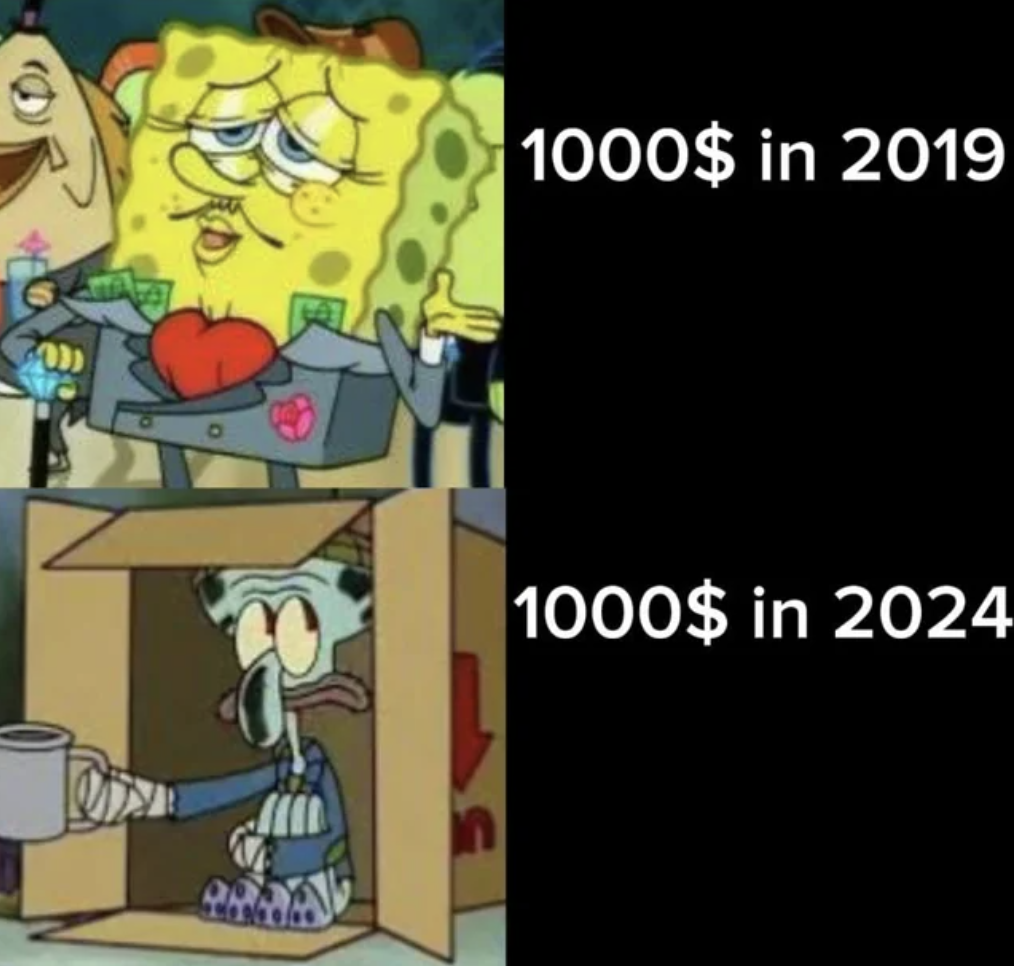 fancy spongebob - 1000$ in 2019 1000$ in 2024