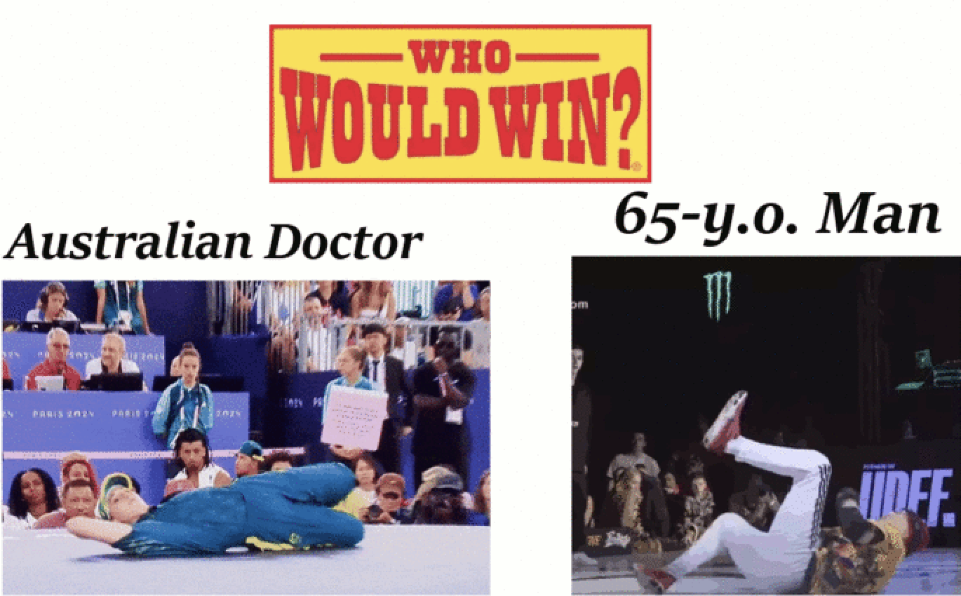 brazilian jiu-jitsu - Who Would Win? Australian Doctor 65y.o. Man Def