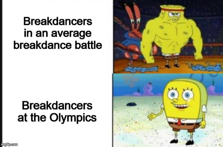 weak vs strong spongebob meme template - Breakdancers in an average breakdance battle imgflip.com Breakdancers at the Olympics