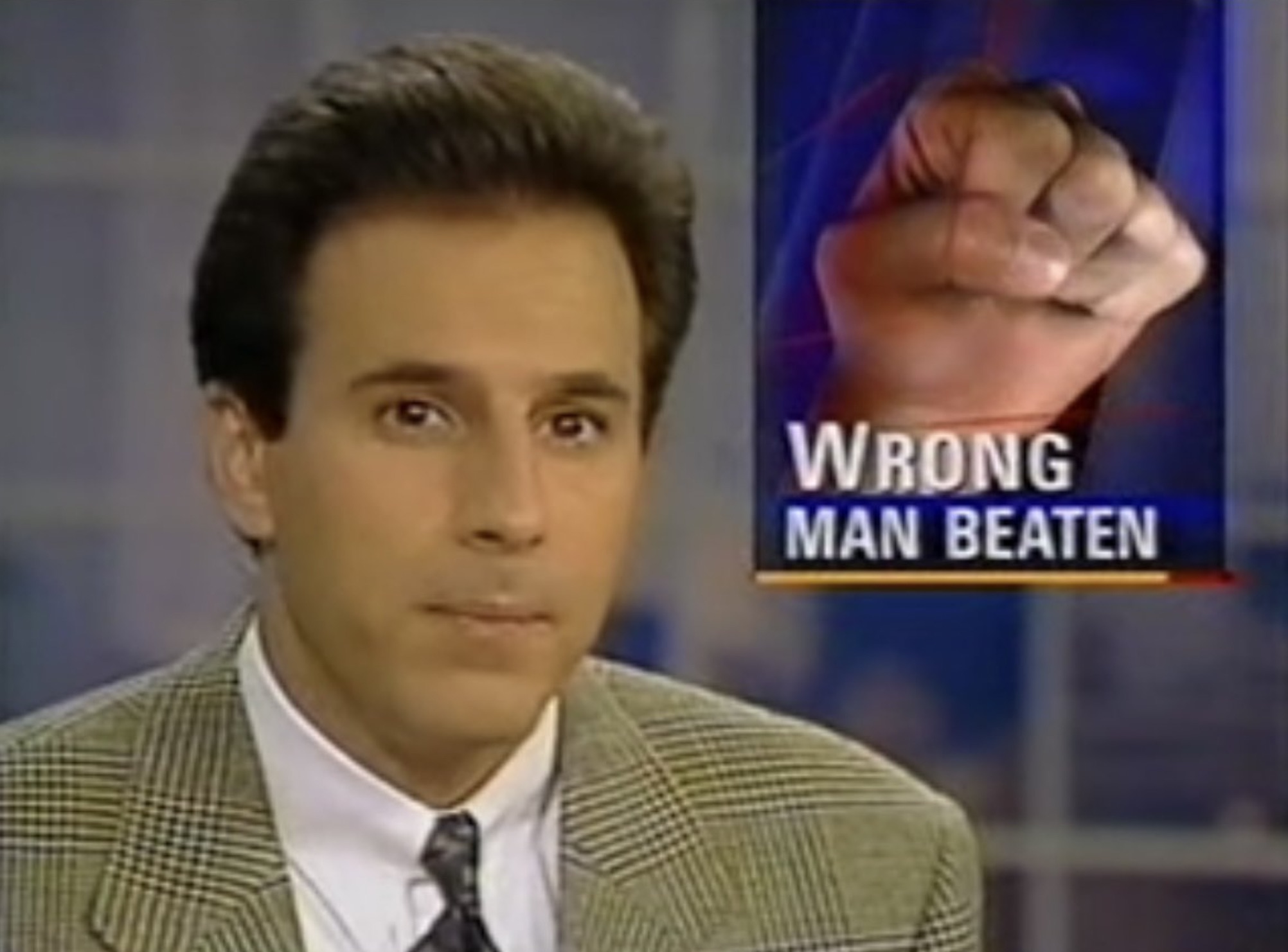 newscaster - Wrong Man Beaten