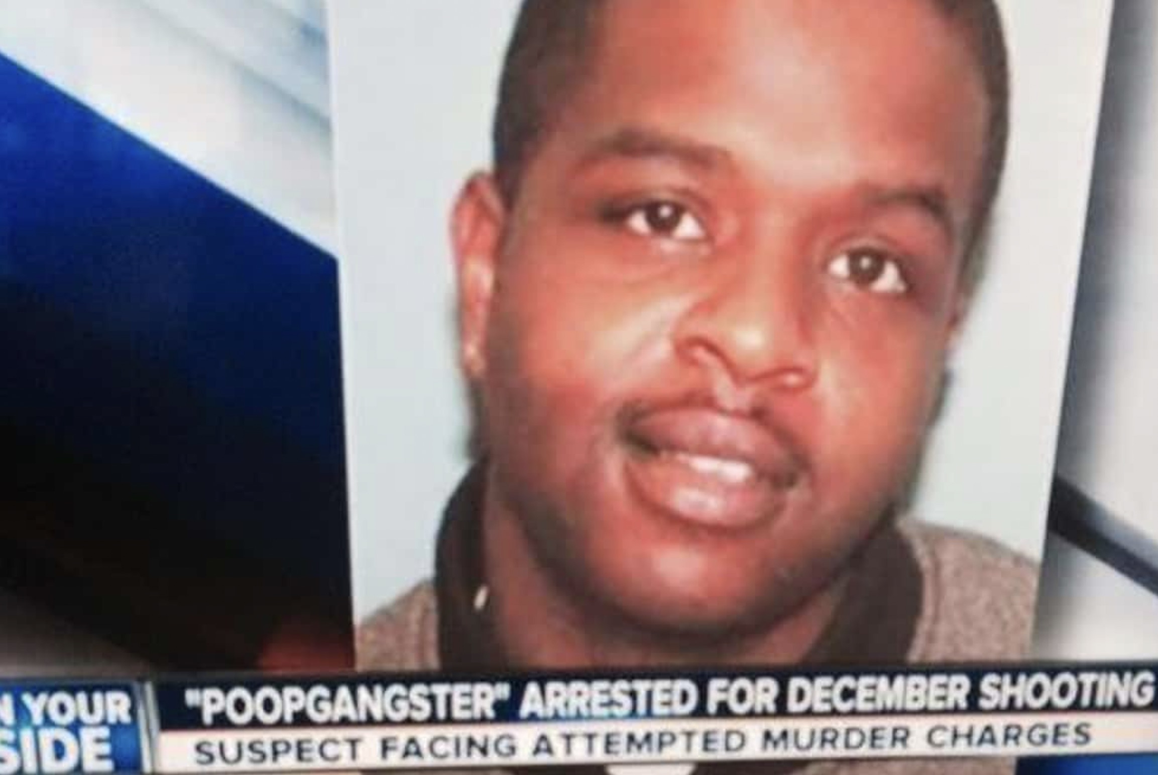 photo caption - N Your Side "Poopgangster" Arrested For December Shooting Suspect Facing Attempted Murder Charges