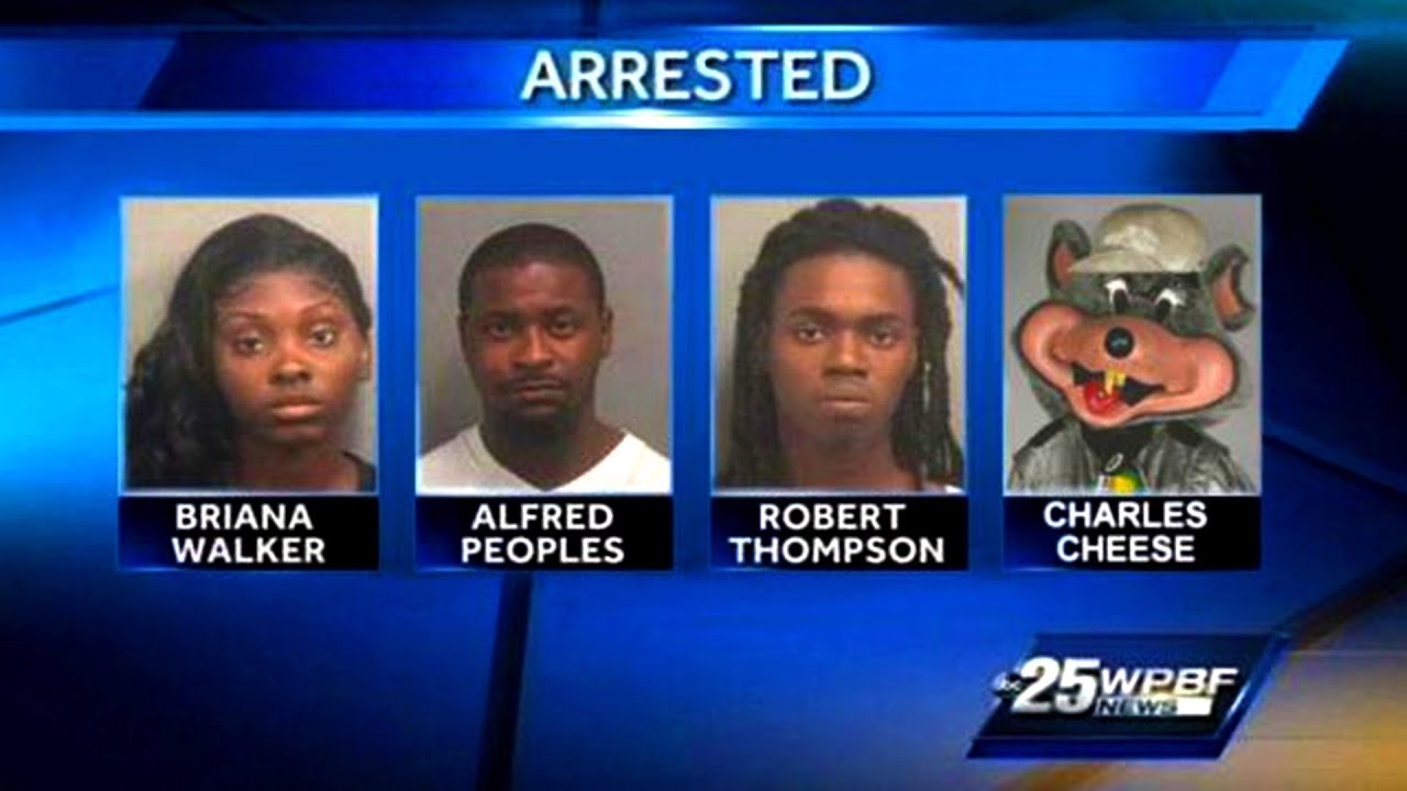 news funny - Arrested Briana Walker Alfred Peoples Robert Thompson Charles Cheese 25WPBF News