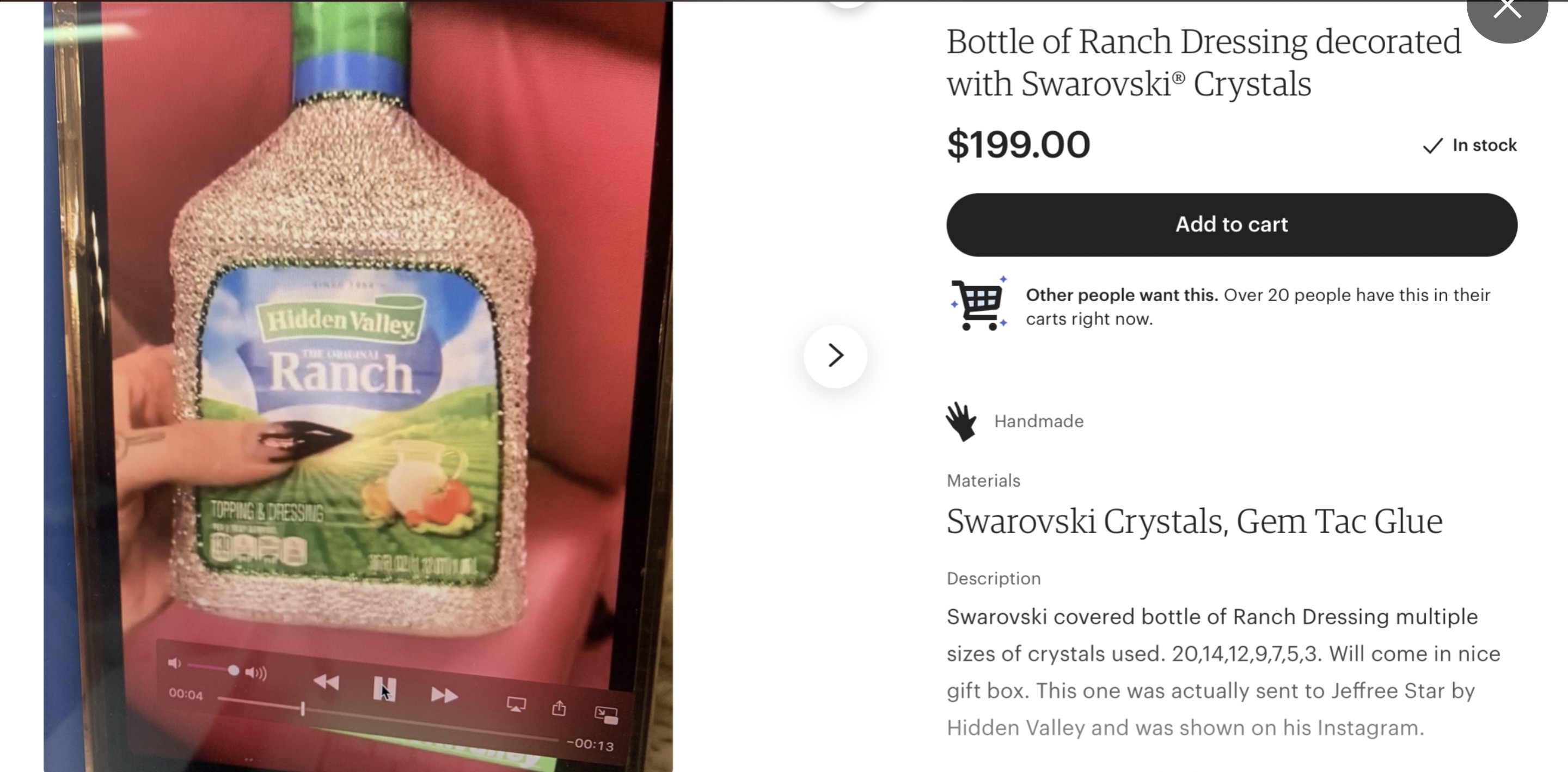 plastic bottle - Hidden Valley Ranch Capo Bottle of Ranch Dressing decorated with Swarovski Crystals $199.00 Add to cart In stock Other people want this. Over 20 people have this in their carts right now. 0013 Handmade Materials Swarovski Crystals, Gem Ta