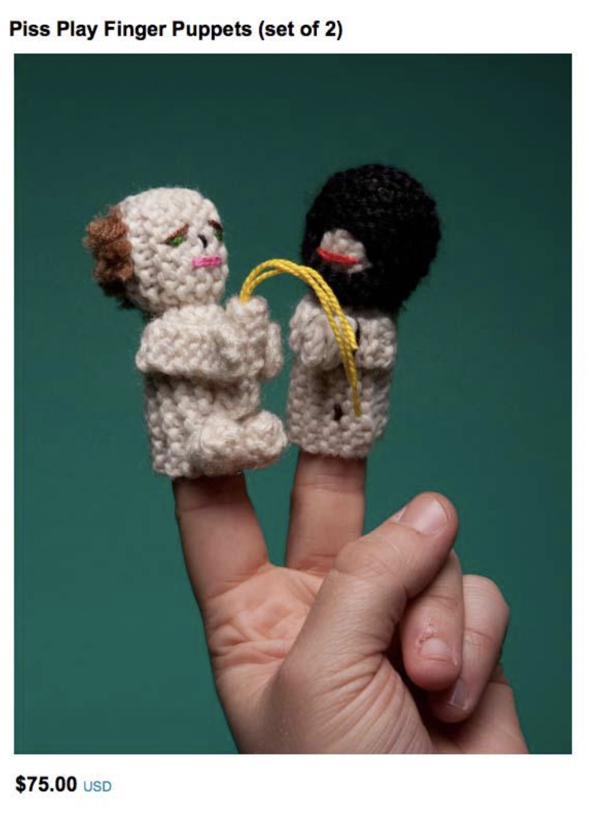 crochet - Piss Play Finger Puppets set of 2 $75.00 Usd