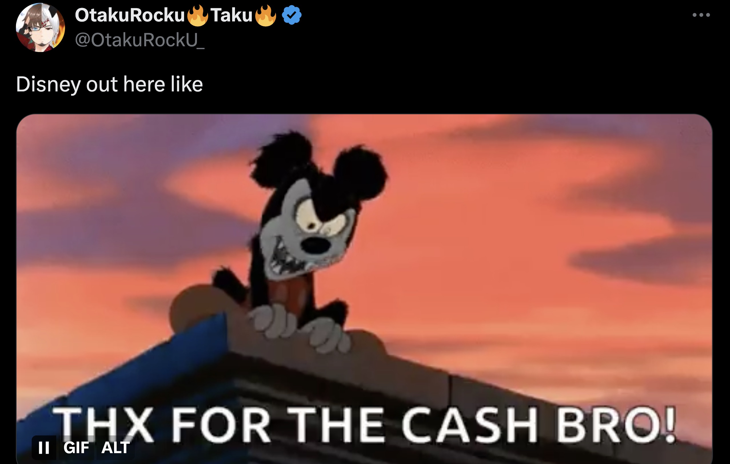 screenshot - OtakuRocku RockU_ Disney out here Taku Thx For The Cash Bro! Ii Gif Alt