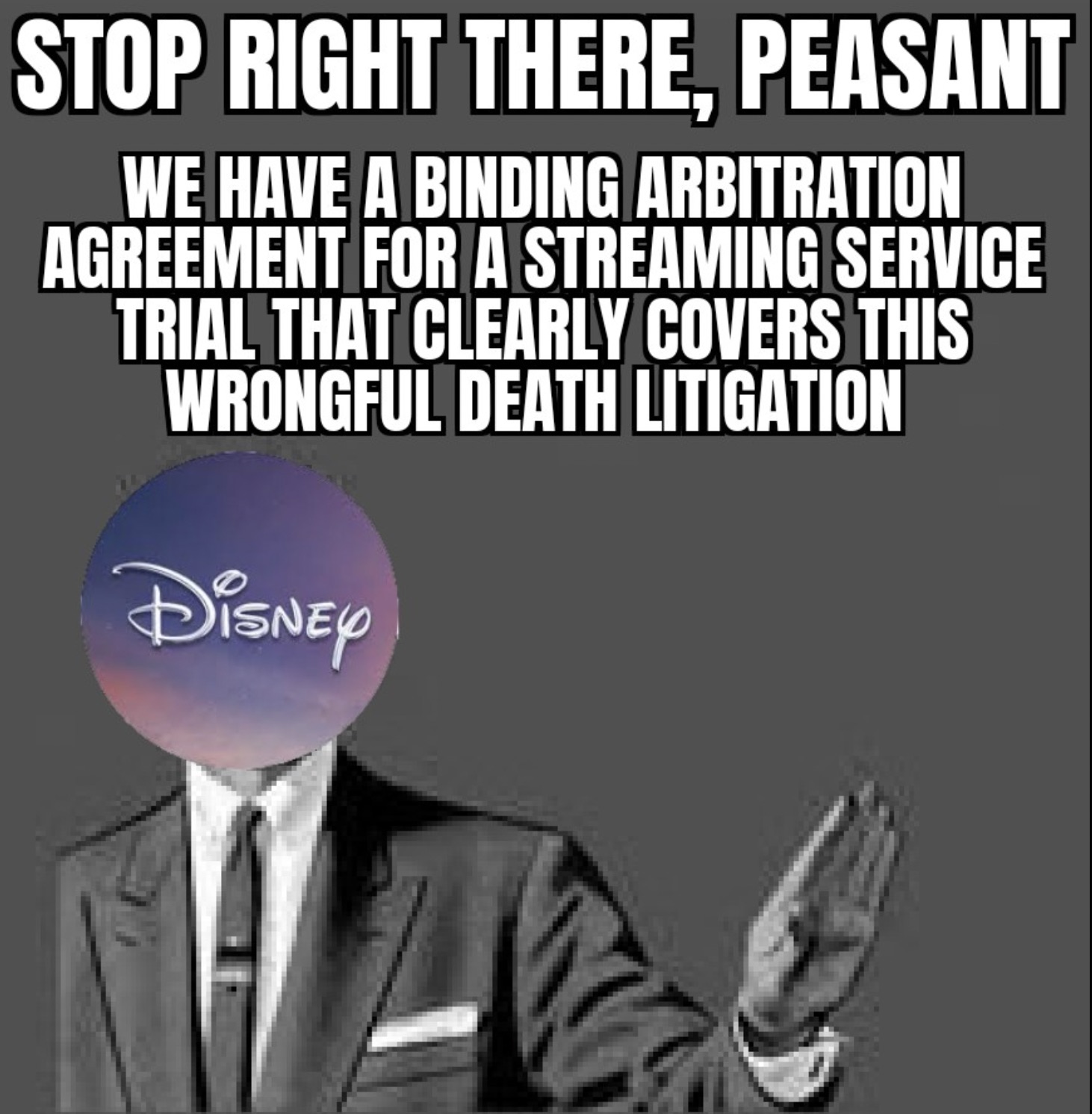 let's not get carried away meme - Stop Right There, Peasant We Have A Binding Arbitration Agreement For A Streaming Service Trial That Clearly Covers This Wrongful Death Litigation Disney