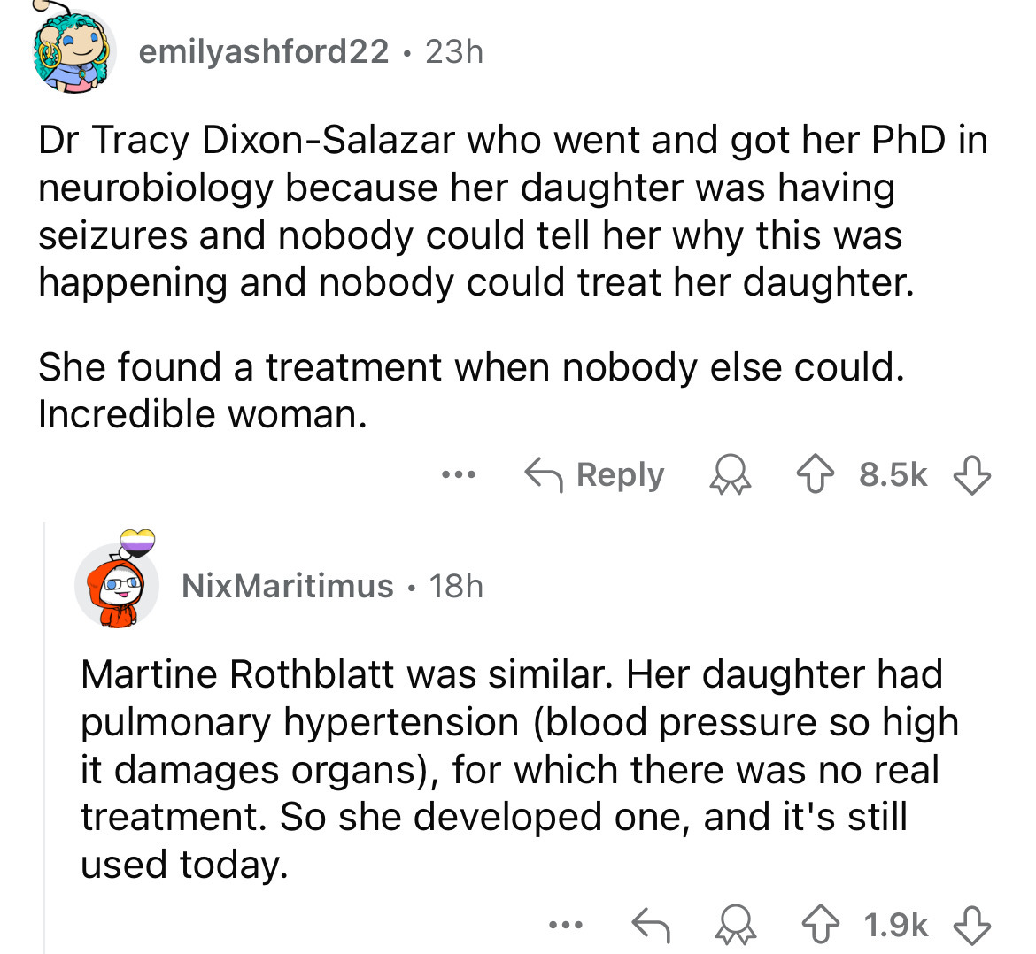 screenshot - emilyashford22. 23h Dr Tracy DixonSalazar who went and got her PhD in neurobiology because her daughter was having seizures and nobody could tell her why this was happening and nobody could treat her daughter. She found a treatment when nobod