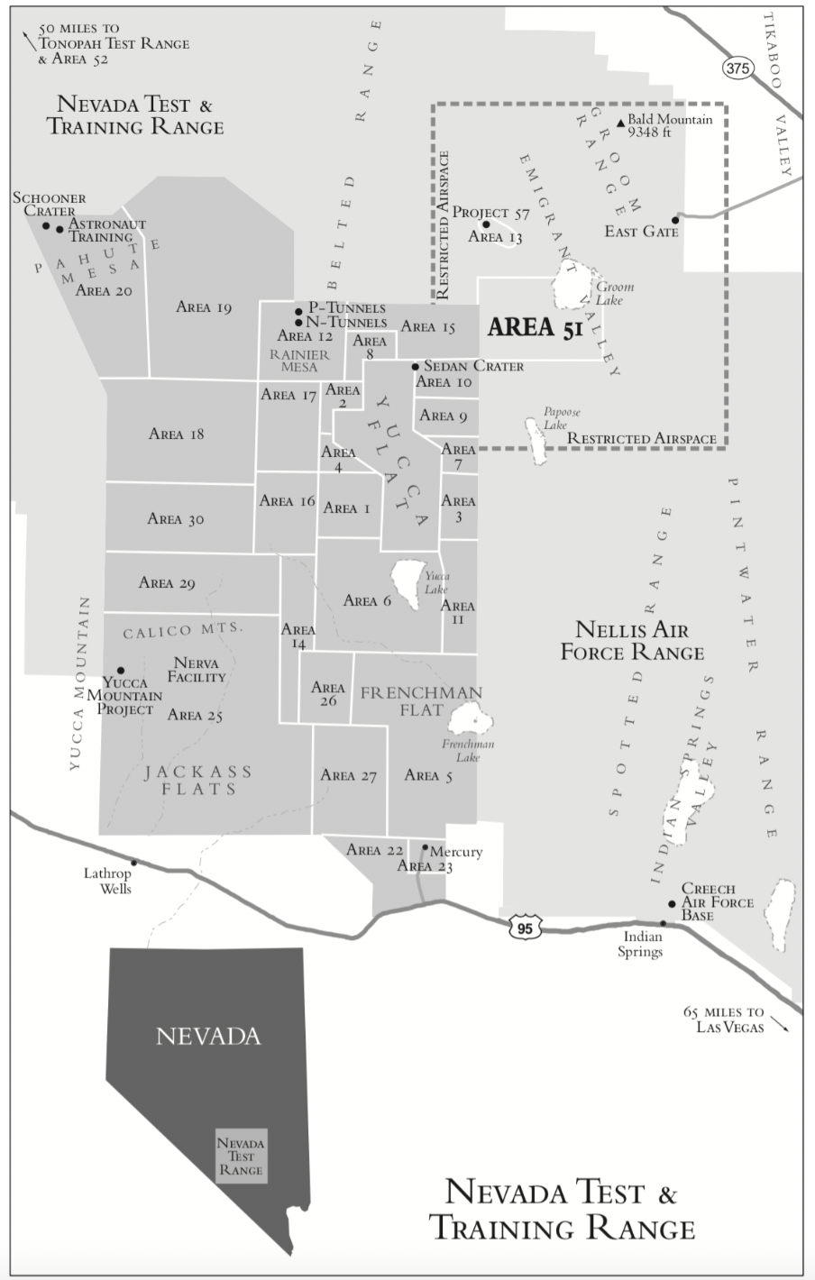 diagram - Miles A A Nevada Test & Training Range Car Training Yucca Mountain Eu Ga Ama 19 Saa Area 51 A Ancy A Yo A 20 Calico Mt Mona N E Wh A& A 14 Neelis Air Force Range A Filenchman Flat Jackass Flats AAAj Nevada As y A Spring Che Af Nevada Test & Trai