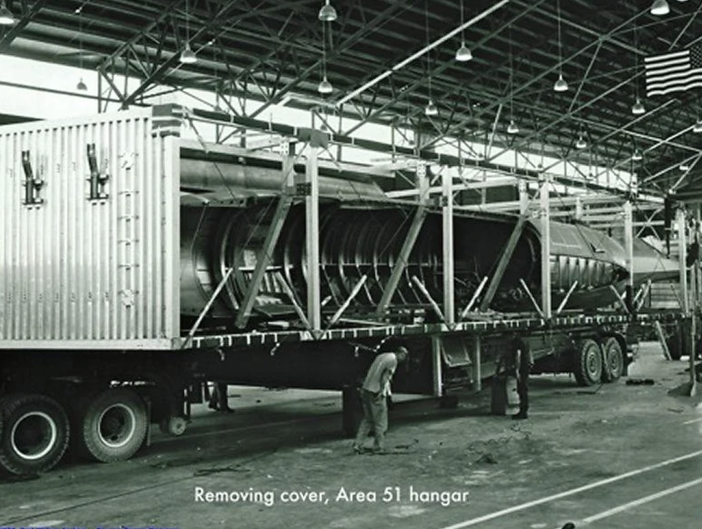 lockheed a 12 bieng transported - Removing cover, Area 51 hangar