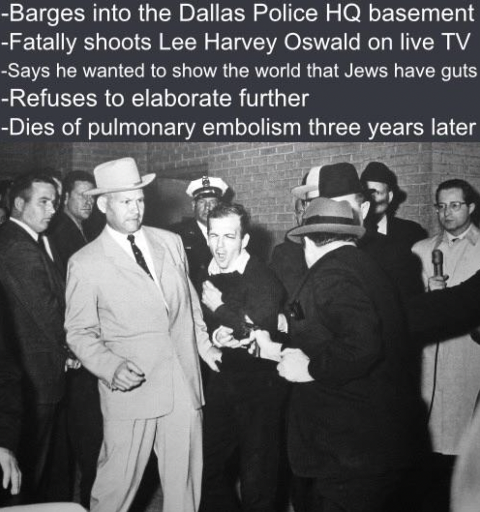 sirhan sirhan shooting - Barges into the Dallas Police Hq basement Fatally shoots Lee Harvey Oswald on live Tv Says he wanted to show the world that Jews have guts Refuses to elaborate further Dies of pulmonary embolism three years later