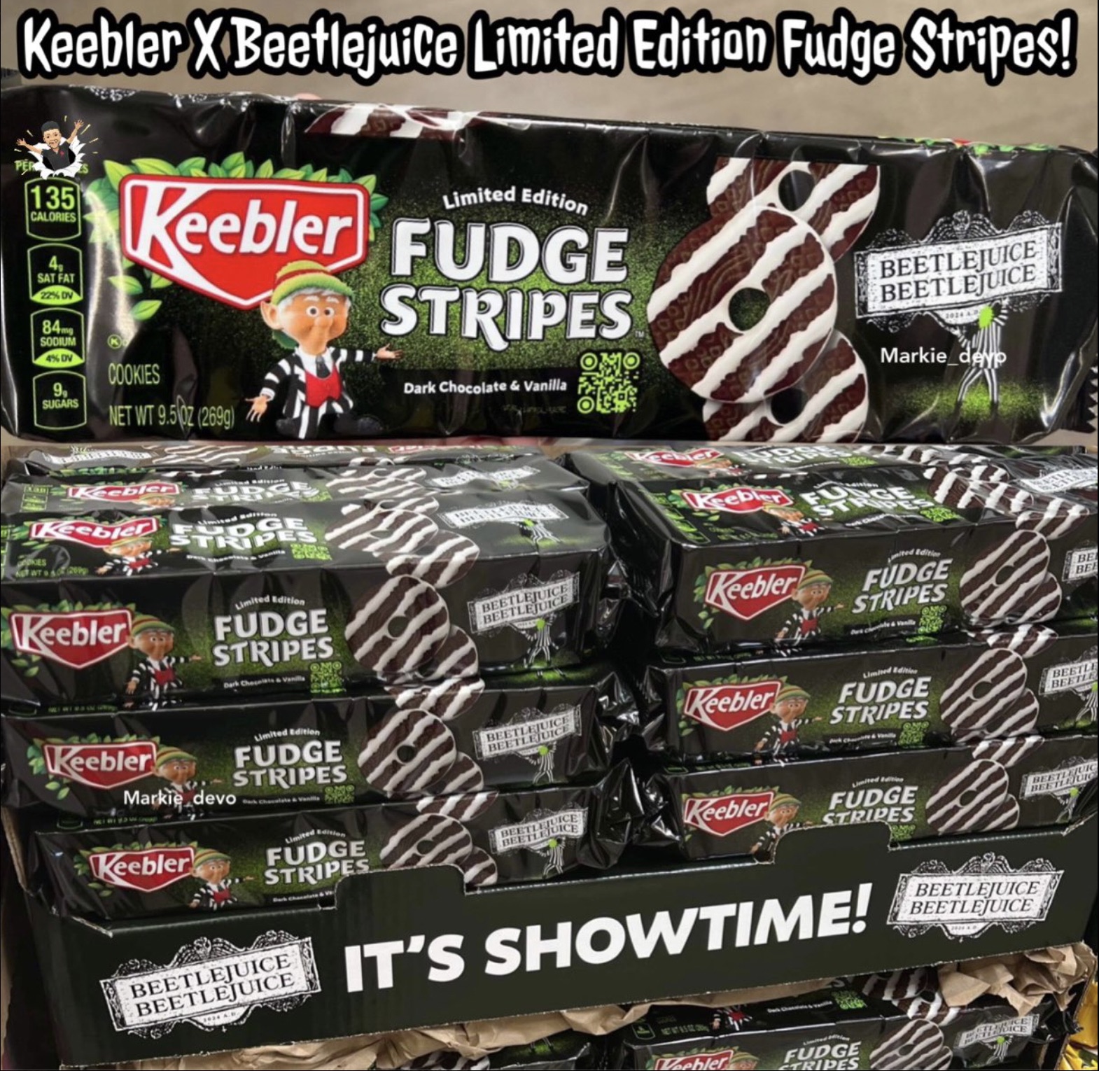 keebler beetlejuice cookies - Keebler XBeetlejuice Limited Edition Fudge Stripes! 135 Caldres Limited Edition Keebler Fudge Stripes Beetlejuice Beetlejuice Markie_dryp Cookies Dark Chocolate & Vanila P Net Wt 9.50 269 Ob kebjer Keebler Fudge Stripes Keebl