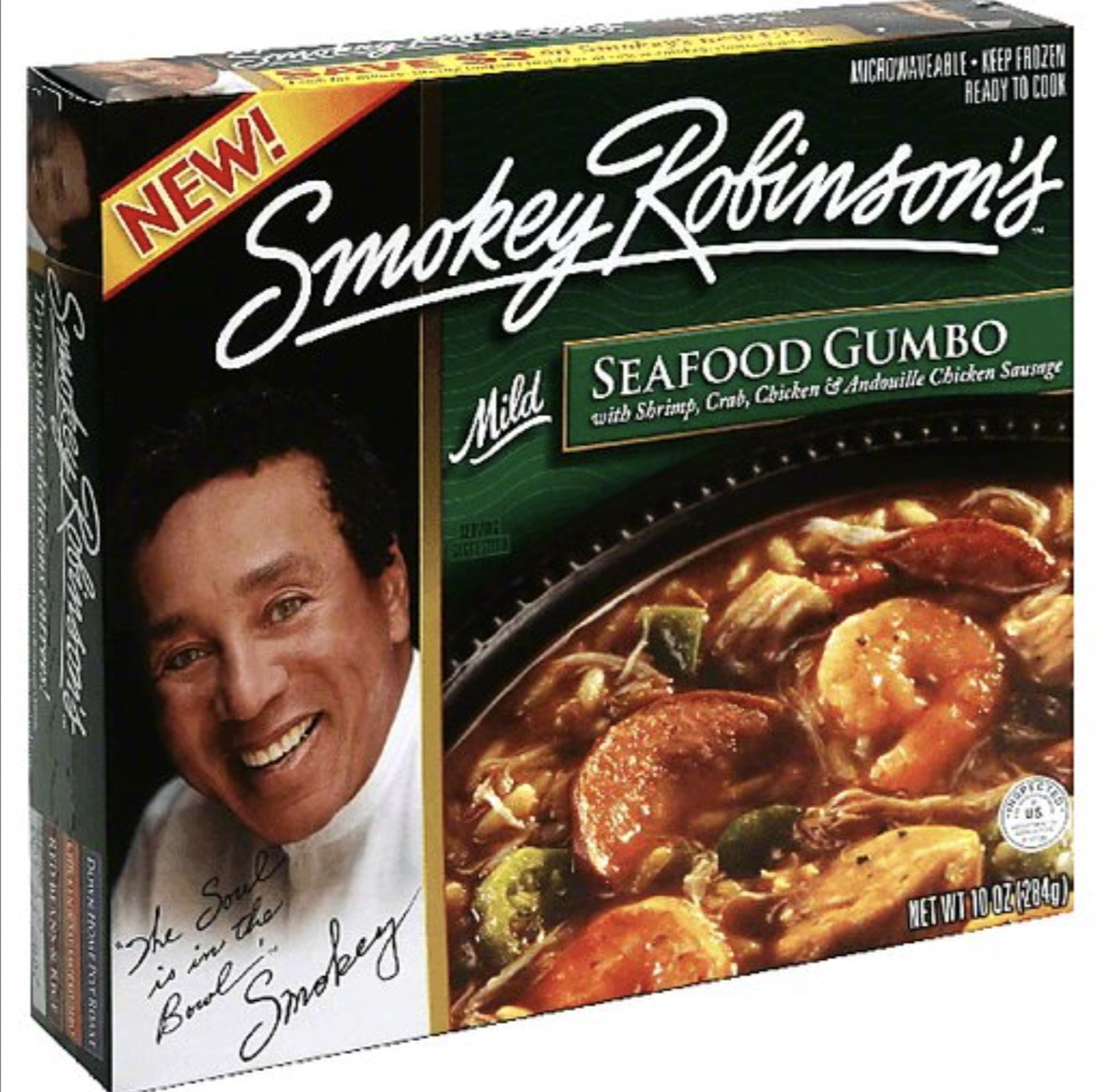 smokey robinson gumbo - New! MicrowaveableKeep Frozen To Smokey Robinson's with Shrimp, Crab, Chicken Andouille Chicken Sausage Mild Seafood Gumbo The Souls is in the Brol Smokey Net Wit 10.06284