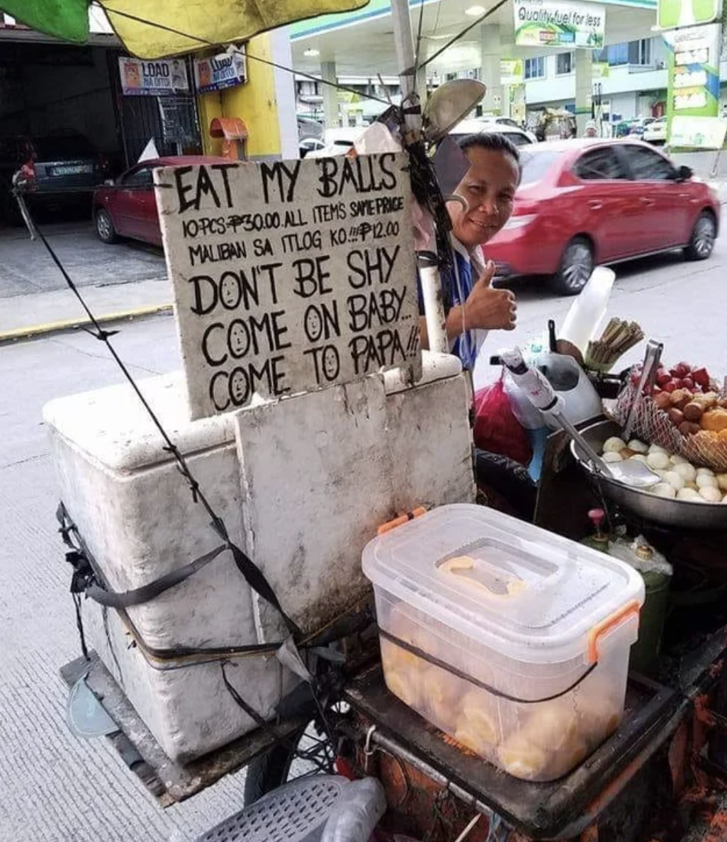 Fishballs street vendor in the Philippines.