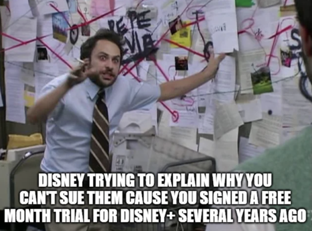 crazy guy with a board - Disney Trying To Explain Why You Can'T Sue Them Cause You Signed A Free Month Trial For Disney Several Years Ago