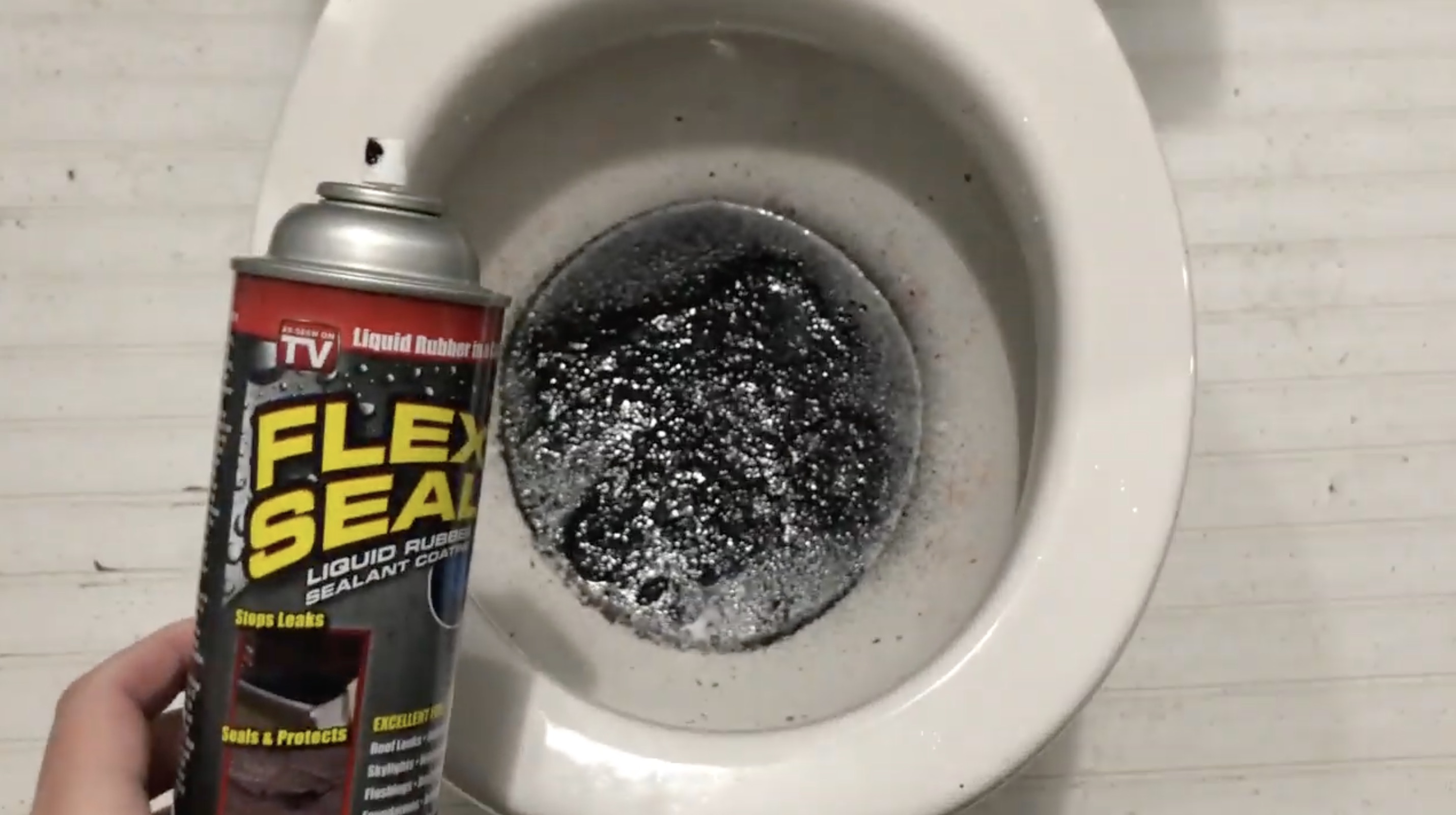 plumbing fixture - Tv Liquid Rubber Flex Sea Liquid Rub Sealant Co Steps Leaks Seats & Protects