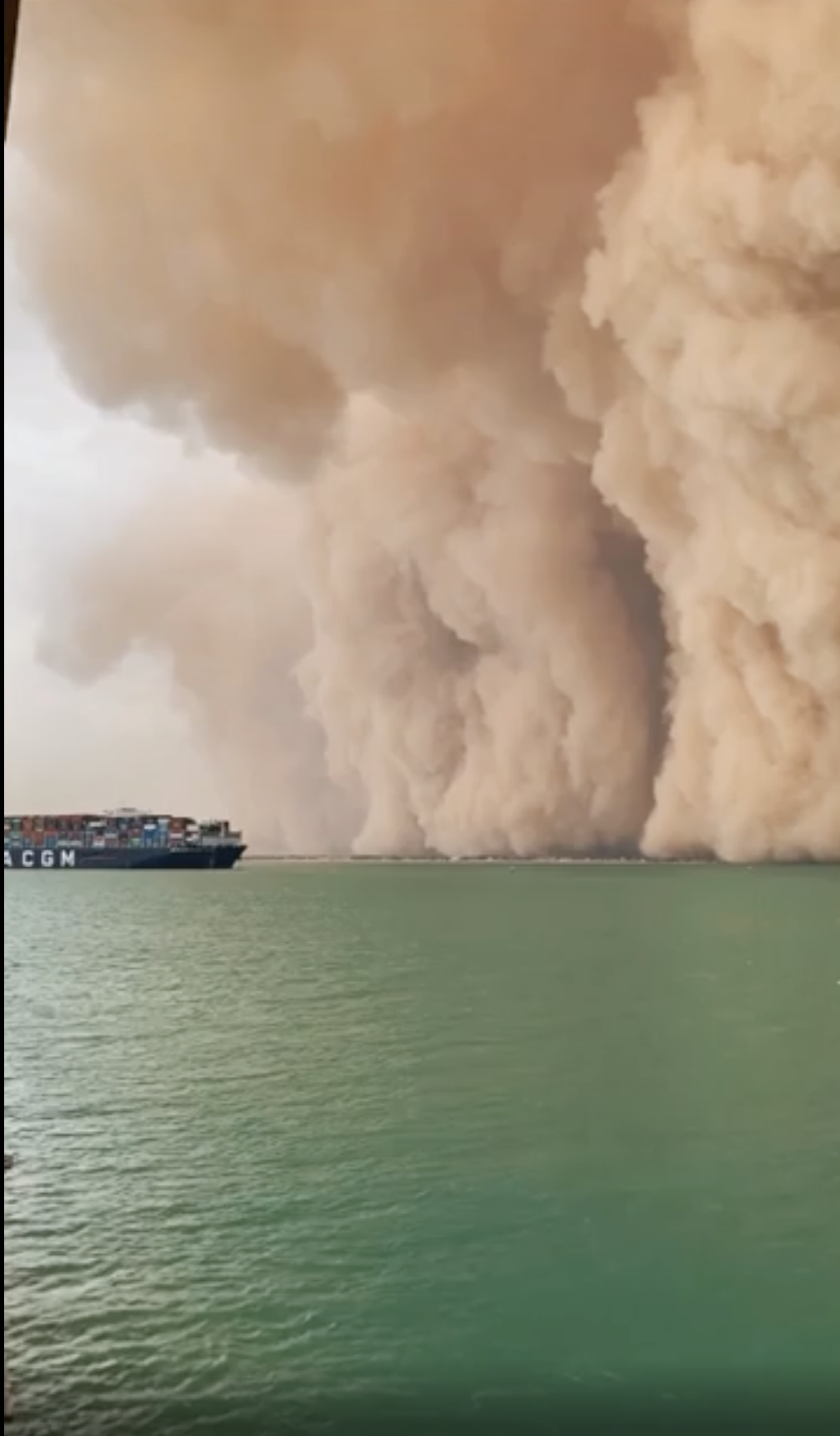 A large sand storm in Egypt.