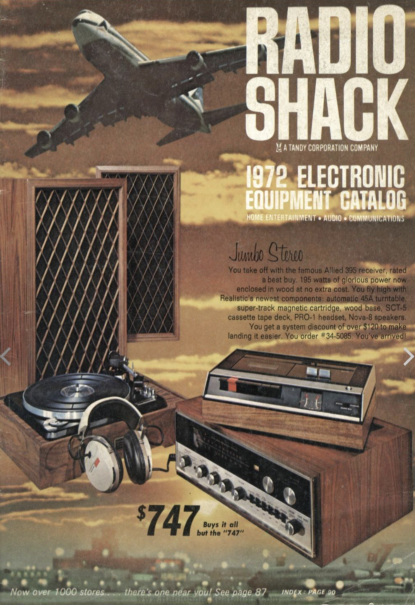 poster - Over 1000 alors $747 Radio Shack Mandy Corporation Company 1972 Electronic Equipment Catalog Jumbo Stereo You take