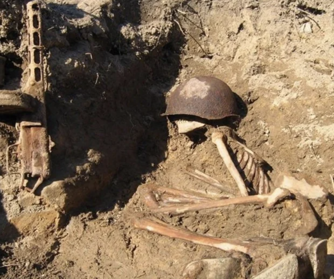 Skeleton of Russian soldier that still has gear.