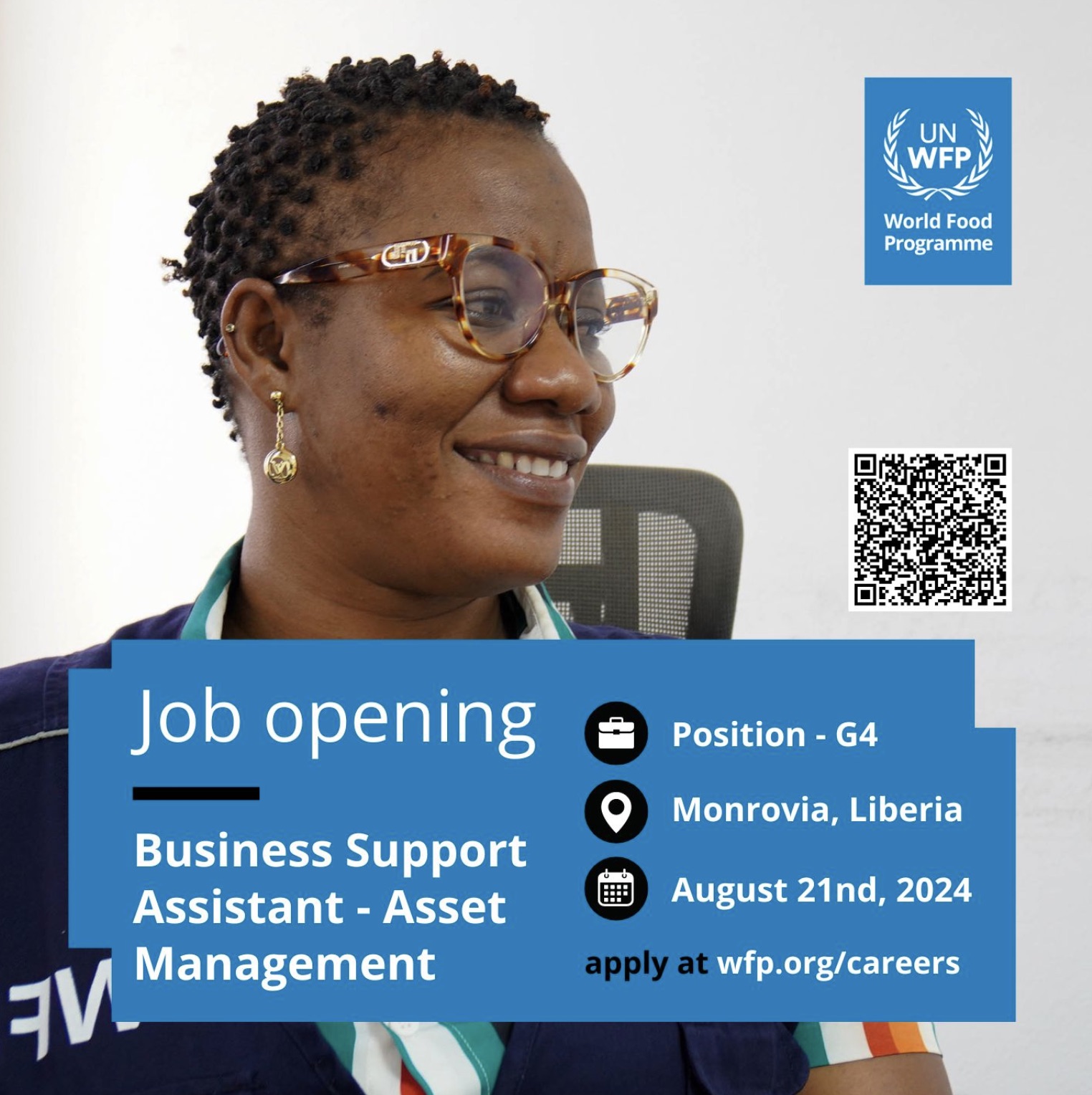 poster - Un Wfp C World Food Programme Job opening Business Support Assistant Asset Management Position G4 Monrovia, Liberia August 21nd, 2024 apply at wfp.orgcareers