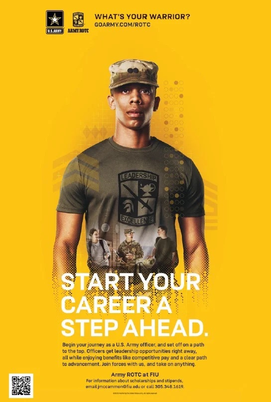 military recruitment ad - U.S.Army Army Rotc What'S Your Warrior? Goarmy.ComRotc 0000 000 0000 000 0000 0000 Leadership 000 Odo Excellen Start Your Career A Step Ahead. Begin your journey as a U.S. Army officer, and set off on a path to the top. Officers 