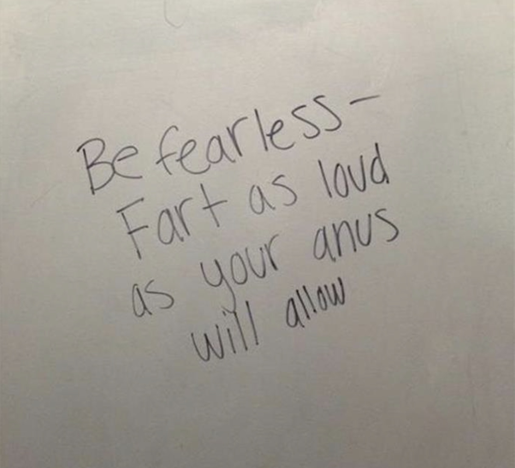 funny things written in bathroom stalls - Be fearless Fart as loud as your anus will allow