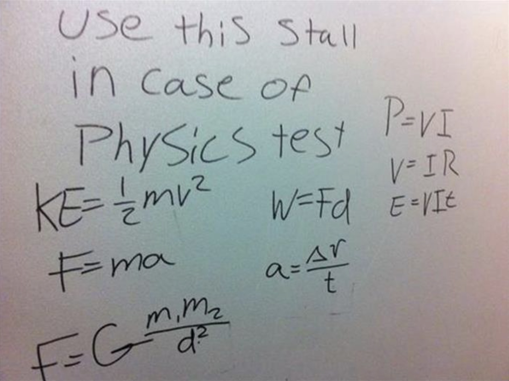 handwriting - Use this Stall in case of PVi Physics test VIr Ke1mv WFd EVie Fma m, M F Gd aAr