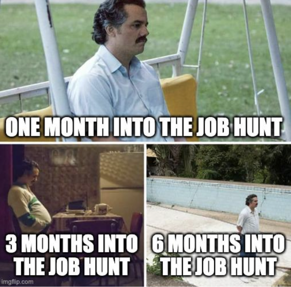 if my dashboard is so good - One Month Into The Job Hunt 3 Months Into 6 Months Into The Job Hunt The Job Hunt imgflip.com