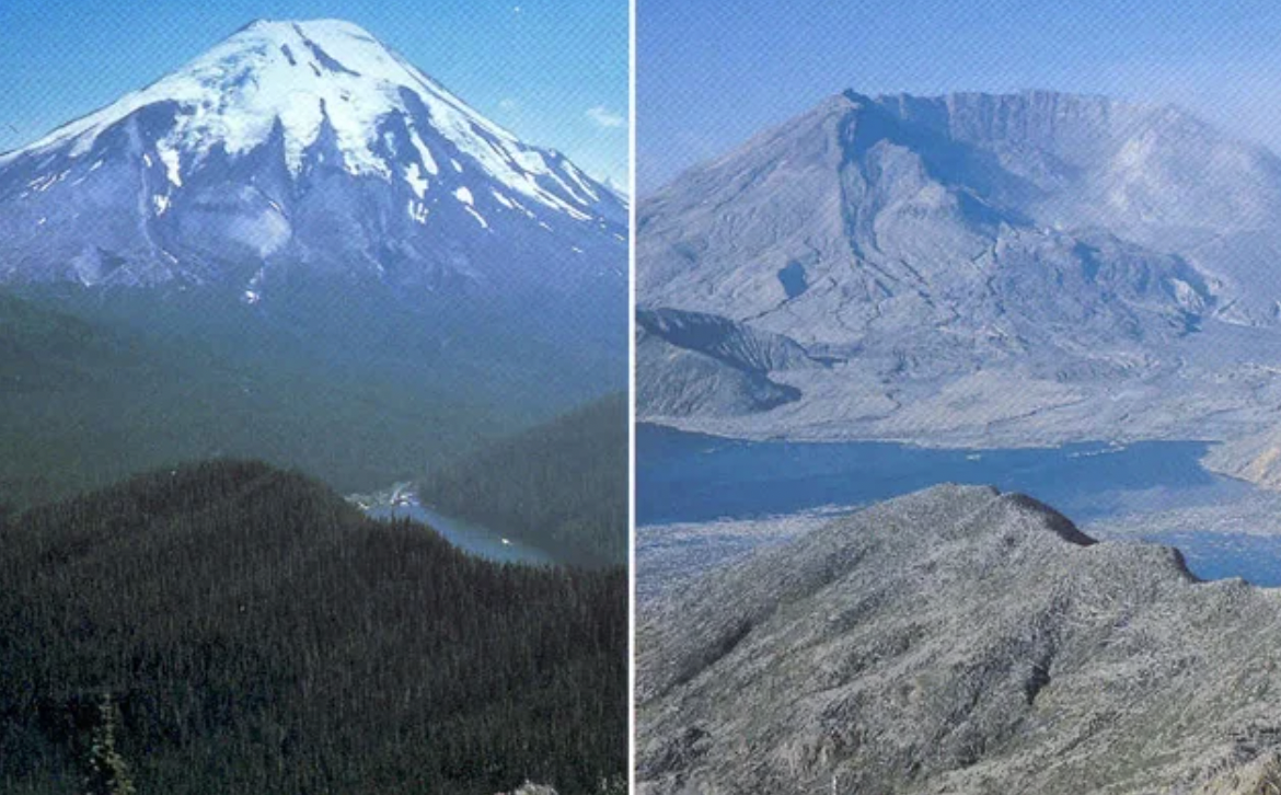 mount saint helens before and after the eruption